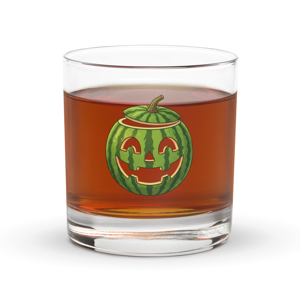 Summerween Watermelon Jack-o-Lantern Rocks Glass