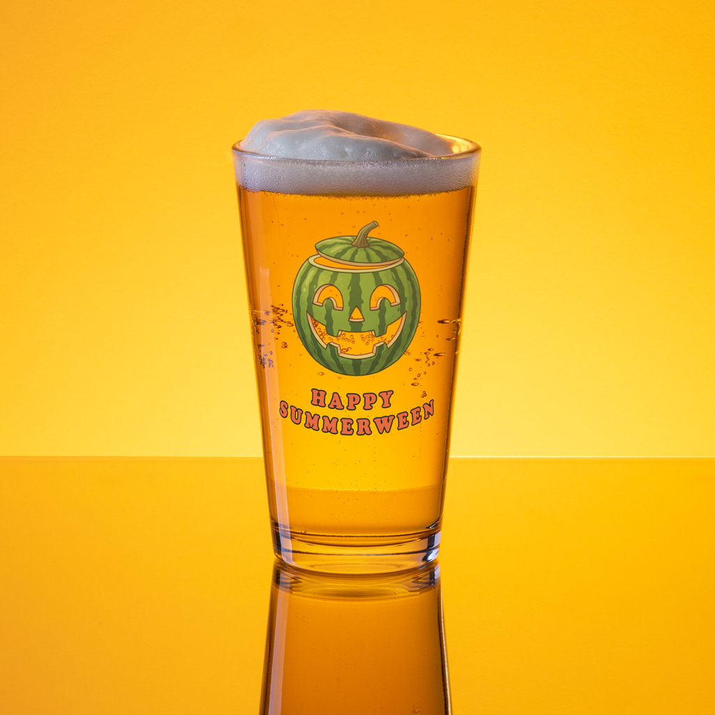 Summerween Watermelon Jack-o-Lantern 16oz Pint Glass
